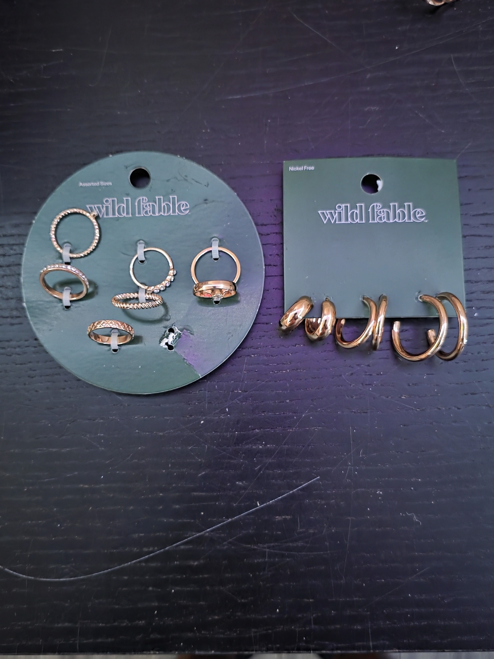 wild fable Rose Gold Tone Earring Set - Mixed Hoops & Rings